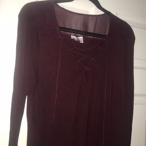 Leith burgundy long sleeve small T-shirt